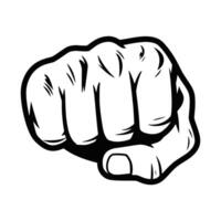 Hand punch fist illustration in a bold and dynamic style. Powerful clenched fist symbolizing strength and impact. Isolated on a white background. illustration. vector