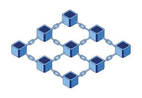 Illustration of interconnected blocks forming a chain, representing conceptual blockchain technology. vector