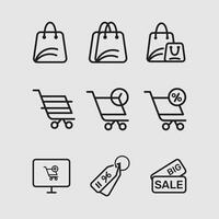 Cart icon set design for ecommerce. Shopping cart set illustration on a gray background. vector