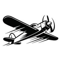 Silhouette of a fast moving plane with speed lines, representing motion and acceleration. Isolated on a white background illustration. vector