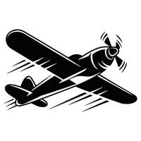 Silhouette of a fast moving plane with speed lines, representing motion and acceleration. vector