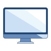 Realistic desktop monitor in black and grey colors, isolated on a white background. Sleek computer screen design ideal for tech and business themes. vector