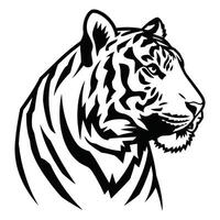 Roaring tiger logo design in a bold and dynamic style. Powerful and fierce expression with sharp details, perfect for sports teams, brands. vector