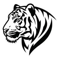 Roaring tiger logo design in a bold and dynamic style. Powerful and fierce expression with sharp details, perfect for sports teams, brands, and mascots. vector