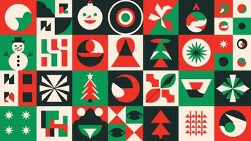 geometric Christmas concept with modern, minimal flat pattern design. Simple and fashionable elements create a stylish background for seasonal decor. vector
