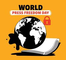 World Press Freedom Day greeting featuring a globe. Symbolizing global media freedom and the importance of free speech. vector