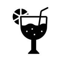 A cocktail glass with a slice of lemon, symbolizing beach vacations. vector