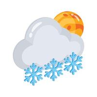 Snowy weather cloud and moon icon designed in 3d style vector