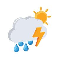 A handy 3d style icon of morning thunder with heavy rain vector