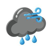 A captivating 3d style icon showing windy cloud with raindrops vector