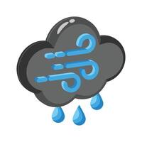 Get this amazing 3d style icon of windy rain cloud with drops vector