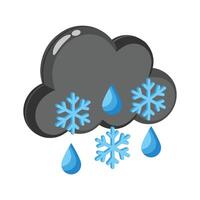 Visually engaging 3d style icon depicting winter rain cloud with snowflakes vector