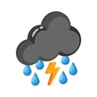 Easy to edit 3d style icon lightning storm cloud with raindrops vector