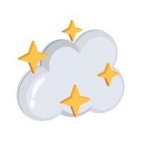 Night cloud with sparkling stars icon designed in 3d style vector