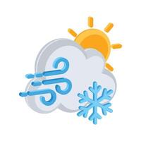 Get your hands on this amazing 3d style icon of windy snowfall cloud vector