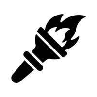 A flaming torch symbolizing adventure, survival, and outdoor exploration. vector