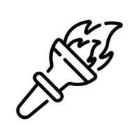 A flaming torch symbolizing adventure, survival, and outdoor exploration.. vector
