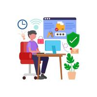 Ensure digital security at work vector