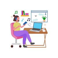 Listen to music while working vector