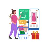 Select Items and Add Cart vector