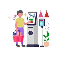 Check Out Quickly with Self Service vector