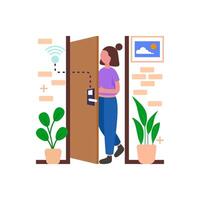 Secure Home with Smart Door vector