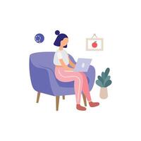 working on sofa vector