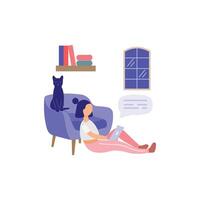 Cozy Work From Home on the floor vector