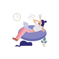 Relaxing Work From Home Flat Illustration vector