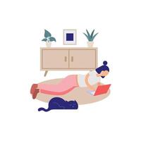 Woman Working From Home and relaxing vector