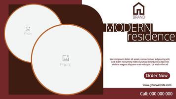 Elegant real estate advertisement template with photo placeholders and modern design vector