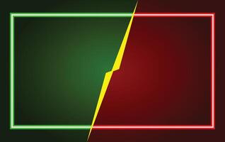 Red Versus Green Neon Background with Lightning Bolt Division, Modern Abstract Competition or Battle Theme, Presentation vector