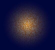 Abstract Halftone Dot Pattern with Orange and Peach Gradient on Dark Navy Blue Background, Digital Design vector