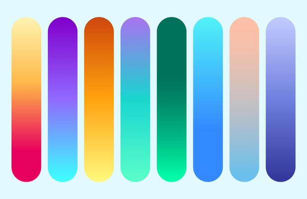 Gradient Color Palette Stripes with Rounded Edges on Pale Blue Background Colorful Abstract Design