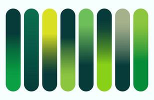 Green Color Palette Gradient with Vertical Rounded Rectangles Against White Background for Creative Projects vector