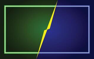 Dynamic Neon Split Background with Green and Blue Sections Highlighted by a Yellow Separator, Ideal for Modern Design vector