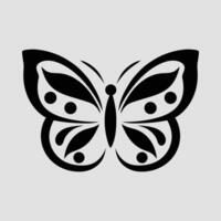 Artistic Black and White Butterfly Silhouette with Intricate Patterns and Symmetrical Wing Design vector