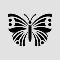 Stylized Black and White Butterfly Silhouette with Symmetrical Wings and Decorative Patterns vector