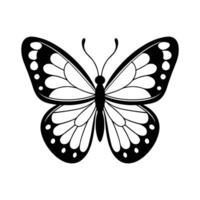 Symmetrical Black and White Butterfly with Intricate Wing Patterns and Decorative Design vector