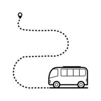 Minimalist Bus Route Icon with Dashed Path and Location Pin vector