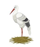 Decorative illustration of stork. isolated design element vector