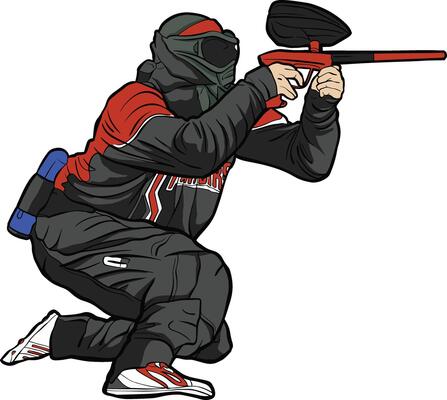 aiming paintball player sport shooting action