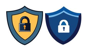 Abstract Shields with Padlocks Icon or Logo Design Template vector