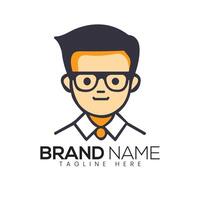 Abstract Man with Glasses Icon or Logo Design Template vector