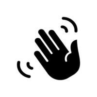 Hand waving hello, bye icon. waving hand in black simple design vector