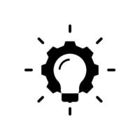 technology process with bulb and gear. design cogwheel logotype web element isolated on white. concept of power management badge or development vision sign vector