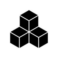 Three ice cubes or sugar cubes set flat icon for apps and websites, cube icon symbol with three blocks. cubic building icon, three sugar cubes icon vector