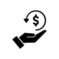 Dollar with back arrow. Icon with reflection on white background vector