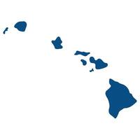 Hawaii map. Map of Hawaii state in blue color. vector
