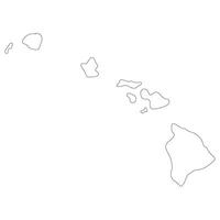 Hawaii map. Map of Hawaii state in white color. vector